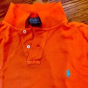 Ralph Lauren men’s classic orange, cotton polo shirt. Medium size in good cond.